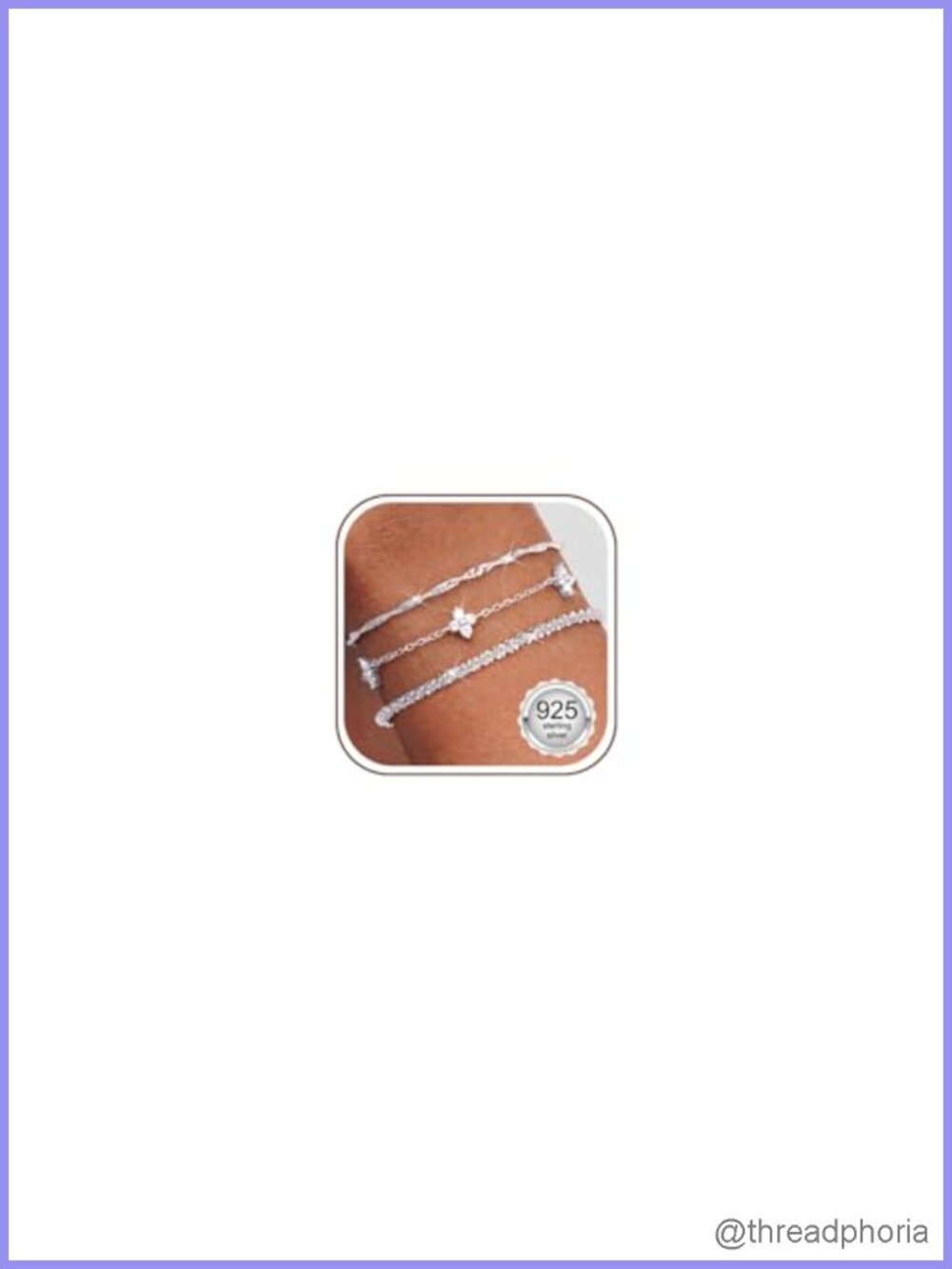 3 Piece Sterling Silver Bracelets Stack Set CZ Water Wave